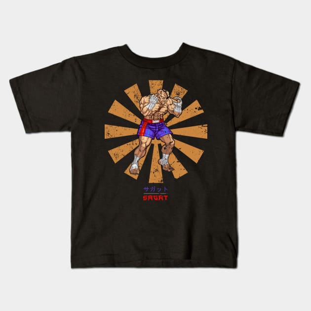 Sagat Retro Japanese Street Fighter Kids T-Shirt by Nova5